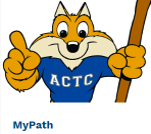 ACTC'a Pathfindeer (fox) mascot that is used to show the link to Mypath on the Current students page