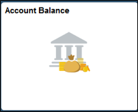 Account Balance tile: coins and a money bag in front of a columned building