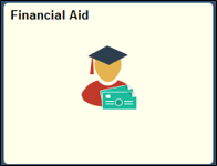 Financial Aid Tile. A stick figure in cap and gown hoding papers