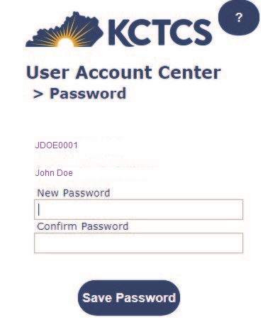 Username displayed in the User Account Center