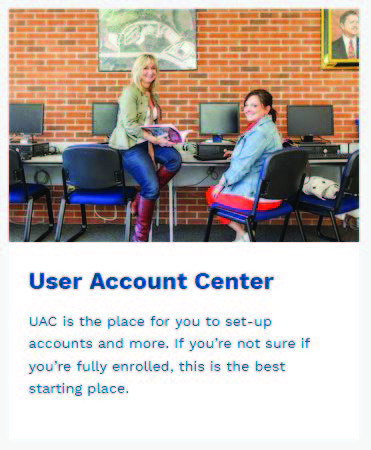 Screenshot of  link to the User Account Center located on the Current Students page.