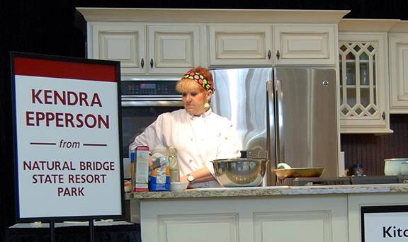 Kendra Epperson, ACTC grad and Cast-Iron Chef award winner, in the kitchen at the Kentucky Statee Fair. 